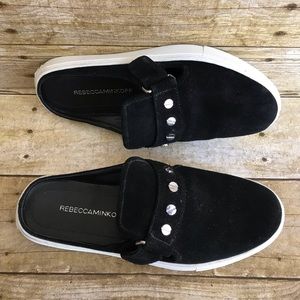Rebecca Minkoff Sonia Studded Slide Sneakers Slipon Suede Slip-On Black Sneaker